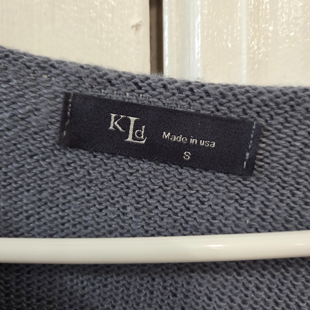 KLD Blue-Gray Lightweight Knit Sweater "Champagne Please"Small - Picture 3 of 8